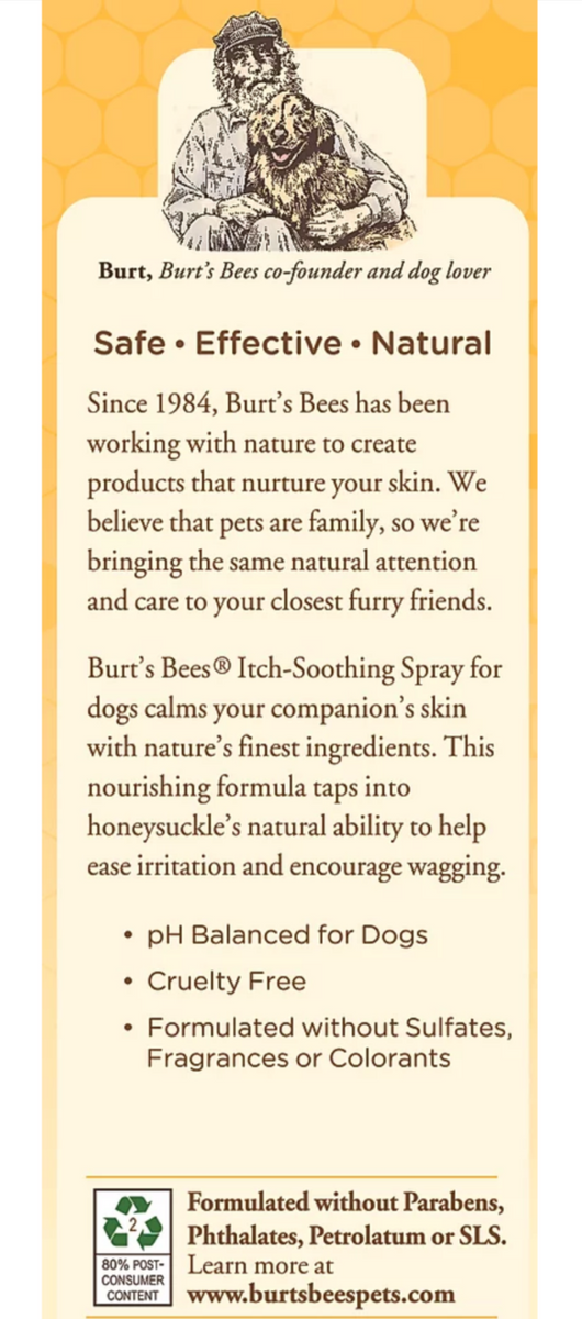 Burt's bees itch soothing spray with 2024 honeysuckle for dogs