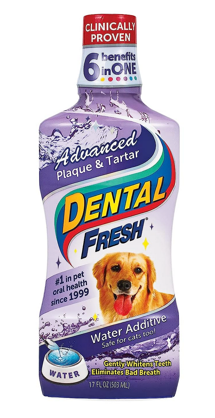 Dental Fresh Advanced Plaque and Tartar Water Additive, 17oz – Dog Teeth Cleaning Formula to Freshen Breath and Improve Overall Oral Health