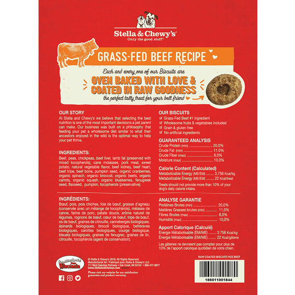 Stella & Chewy's Grass-Fed Beef Recipe Freeze-Dried Raw Coated Biscuits