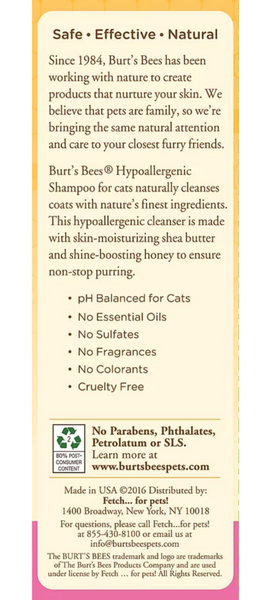 Burt's Bees Hypoallergenic Shampoo For Cats
With Shea Butter & Honey