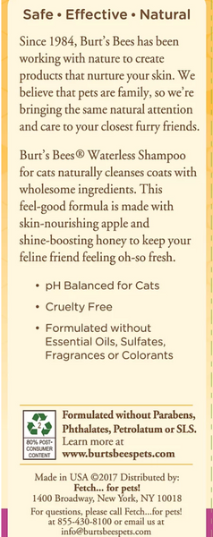 Burt's Bees Waterless Shampoo For Cats
With Apple & Honey