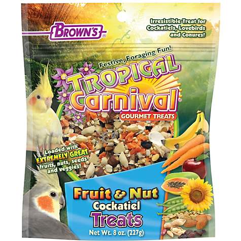 Tropical Carnival Fruit And Nut Treats For Cockatiels, Love Birds, And Conures
